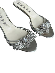 BELLE | Silver Formal Kitten Heels | 7