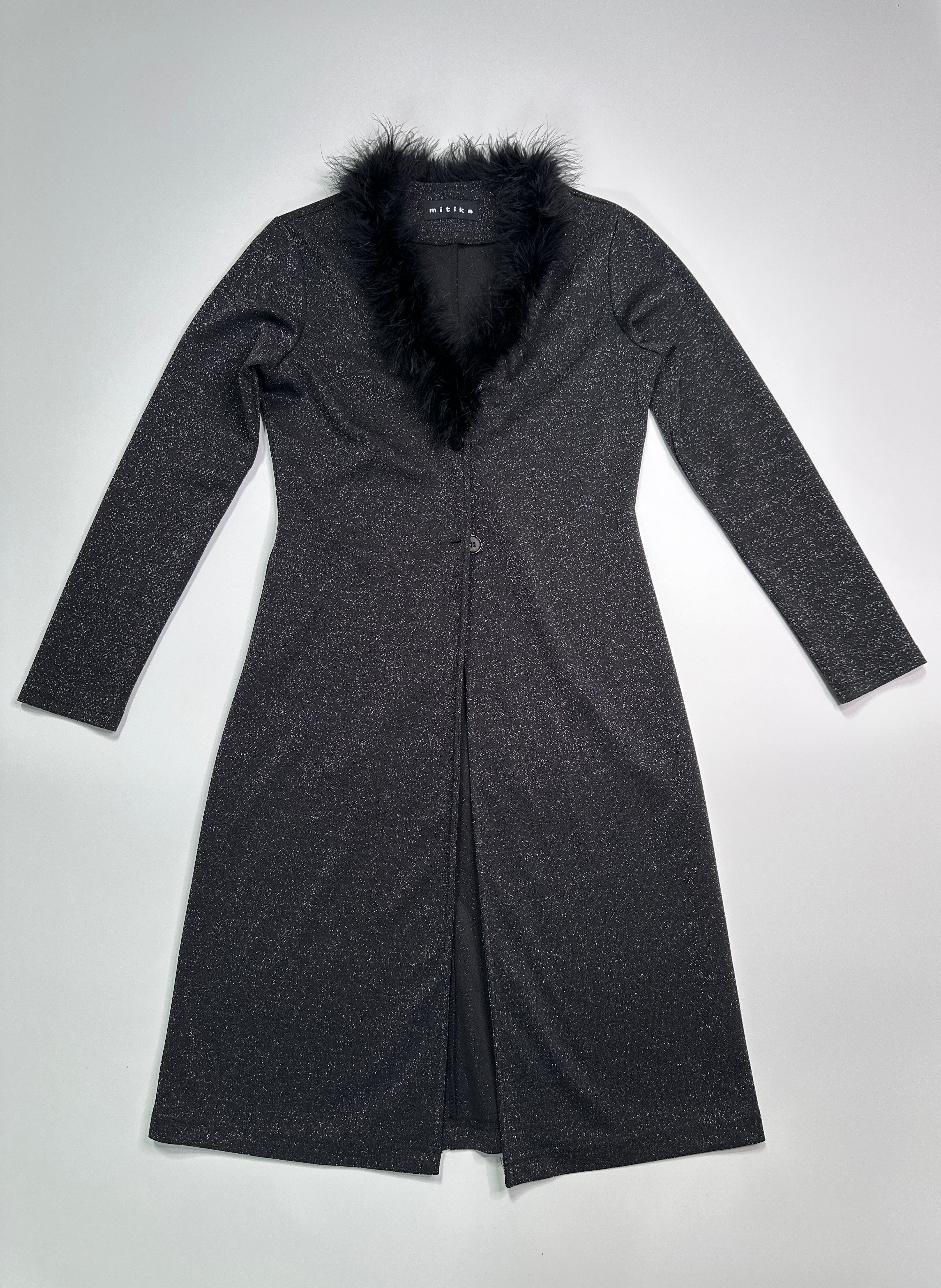 MITIKA | Italian Boutique Black Shimmer fabric Coat| S RRP €350