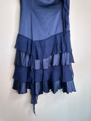 MORGAN DE TOI | Vintage Ruffle Cocktail Navy Blue Dress |8-10