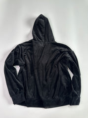 BEBE Black Velour Zipper Hoodie with Rhinestones | M