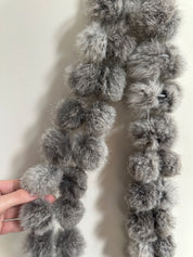 Rabbit Fur Pompom Handmade Scarf