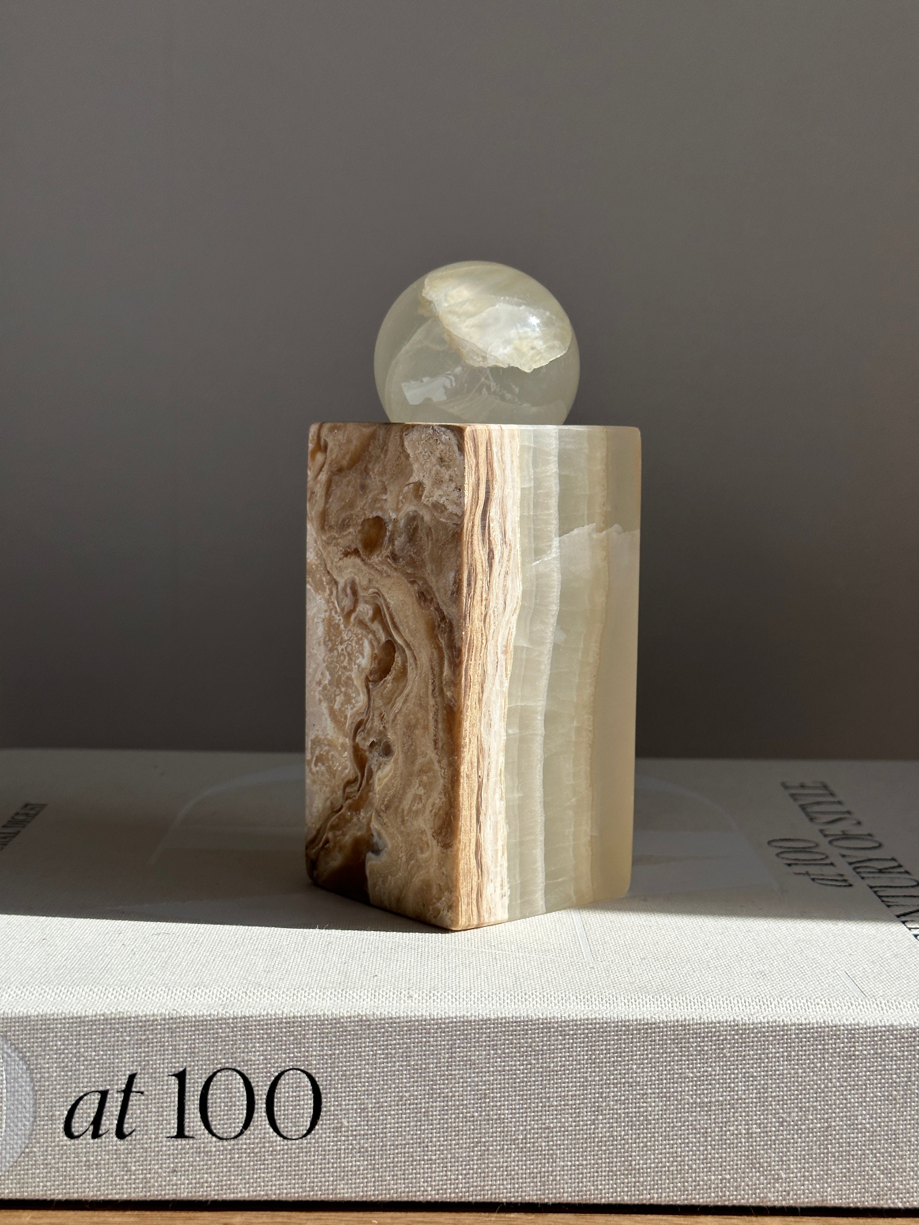 Prism Amber & White Onyx Candle Holder - Large