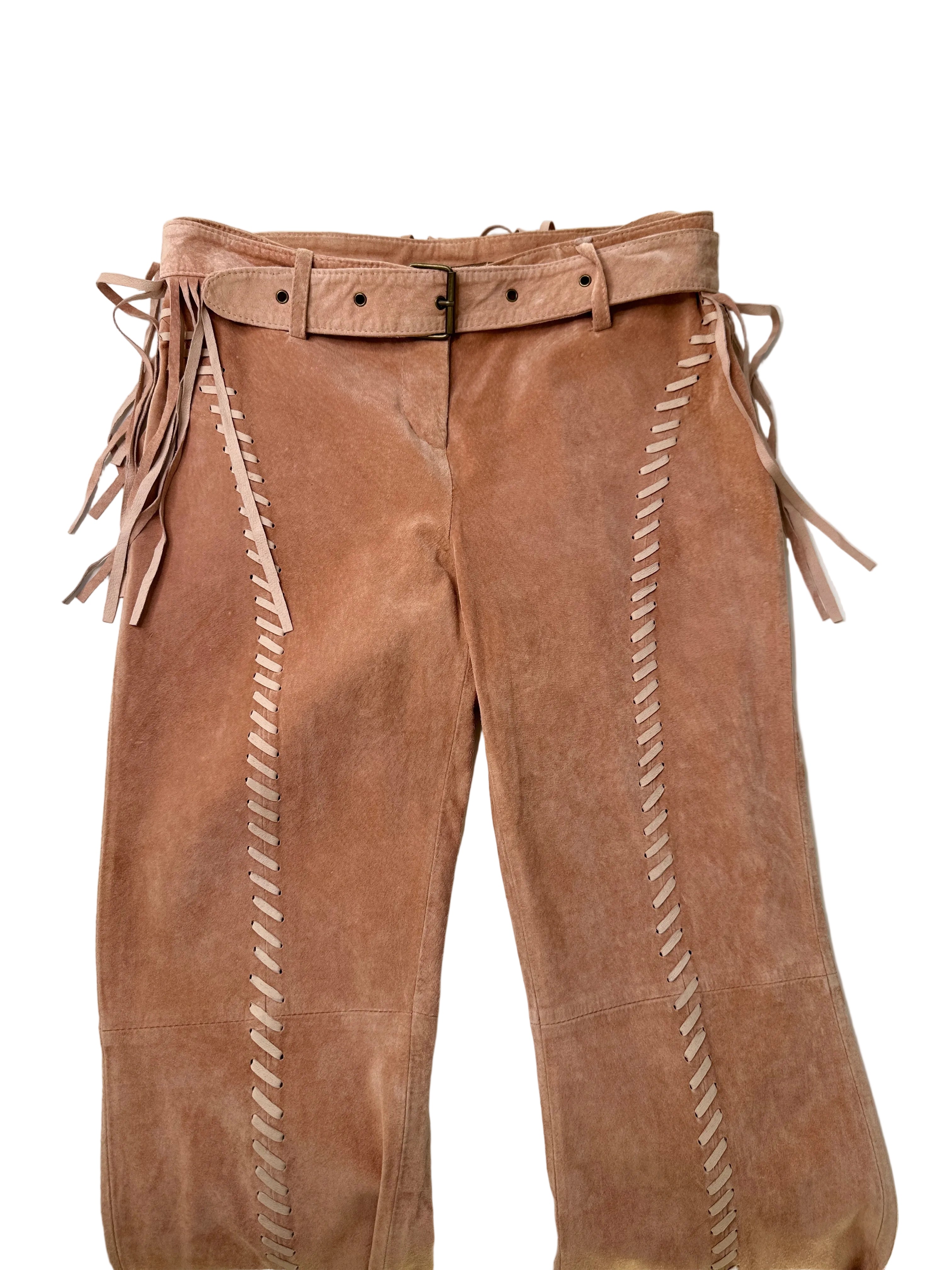 Arden B | Vintage Dusky Pink Suede Leather Cowgirl Flare Pants | 8