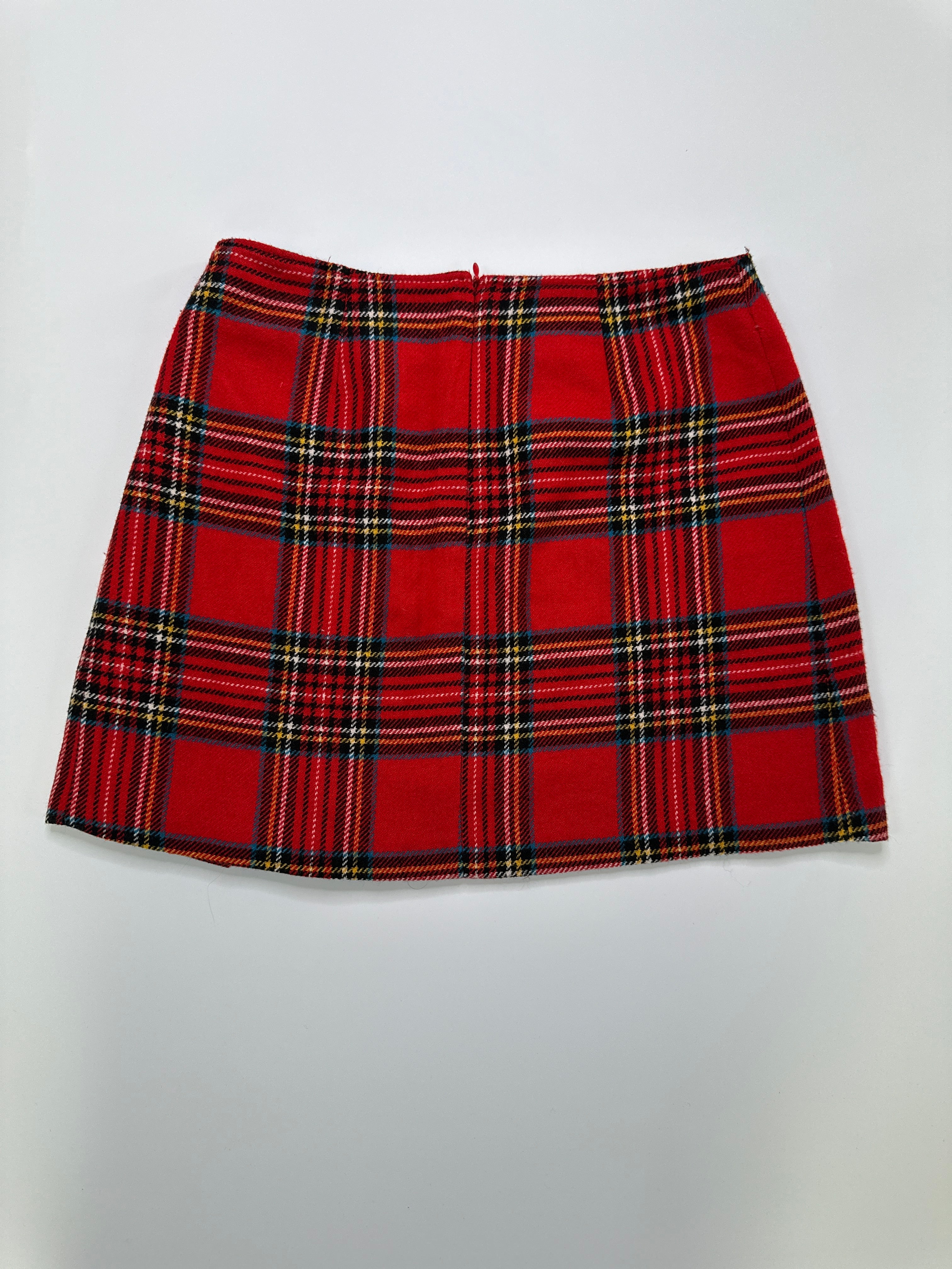 Morgan De Toi | Wool Blend Tartin Red Sequin Skirt 10