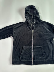 BEBE Black Velour Zipper Hoodie with Rhinestones | M