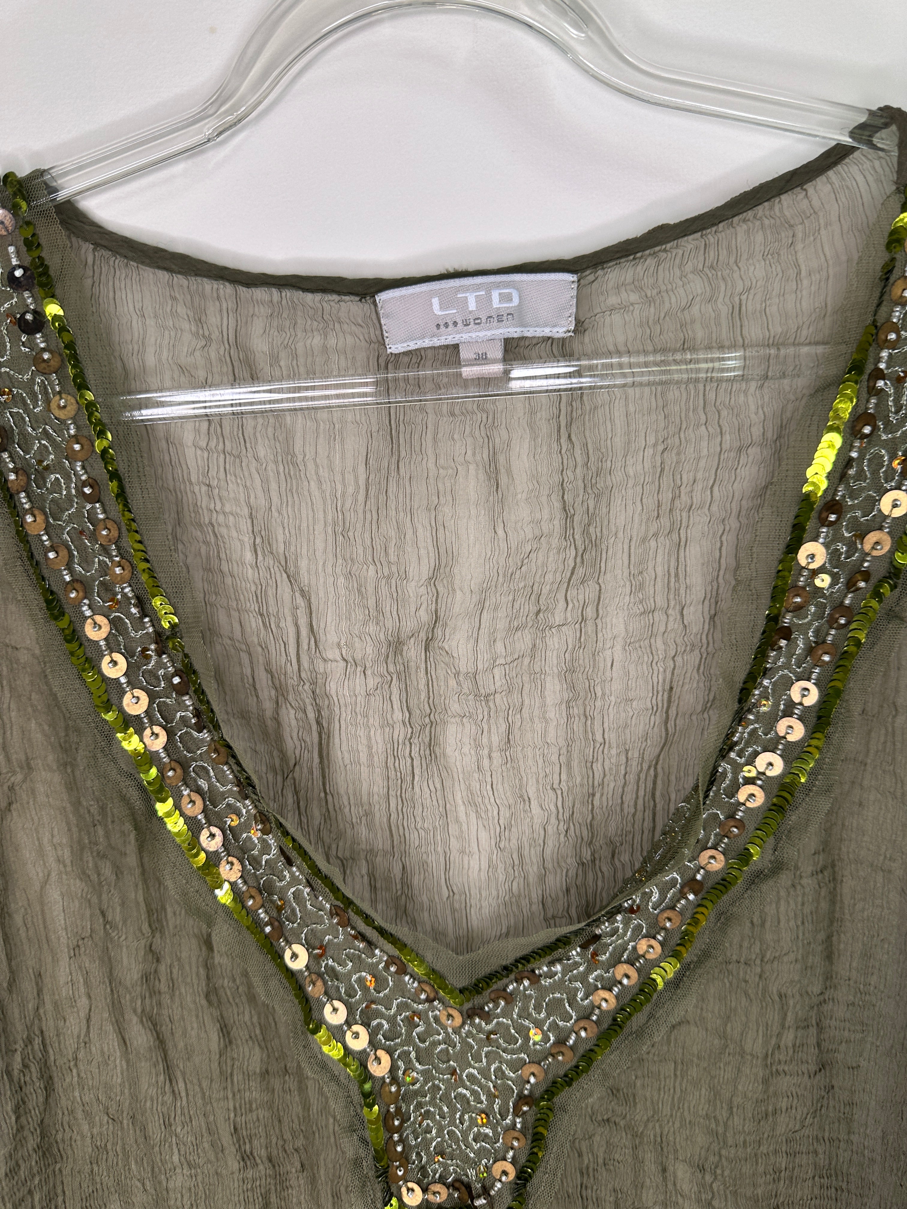 LTD Sheer L/S Beaded Top |10-12