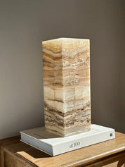 Prism Amber Banded & White Onyx Lamp