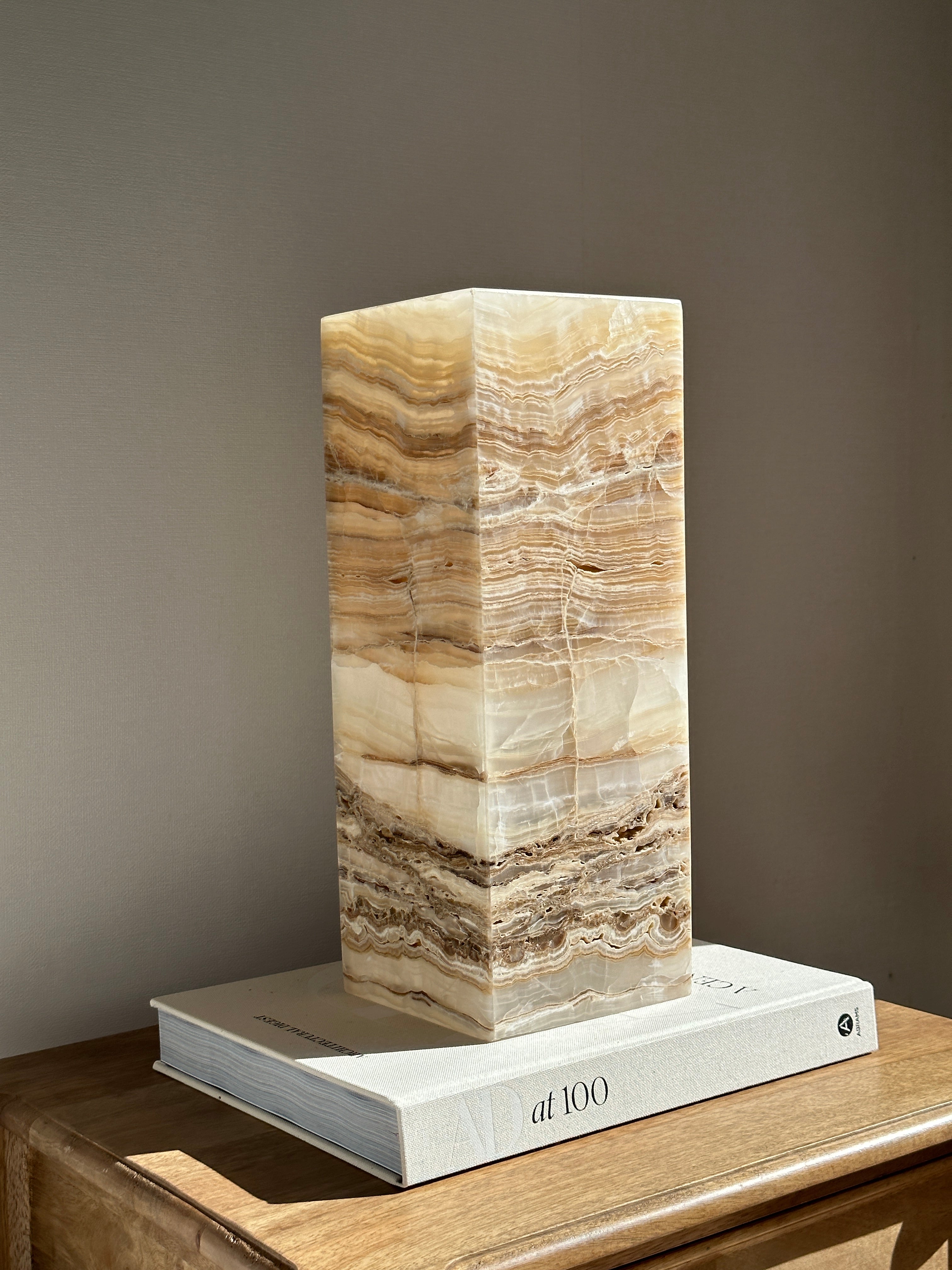 Prism Amber Banded & White Onyx Lamp
