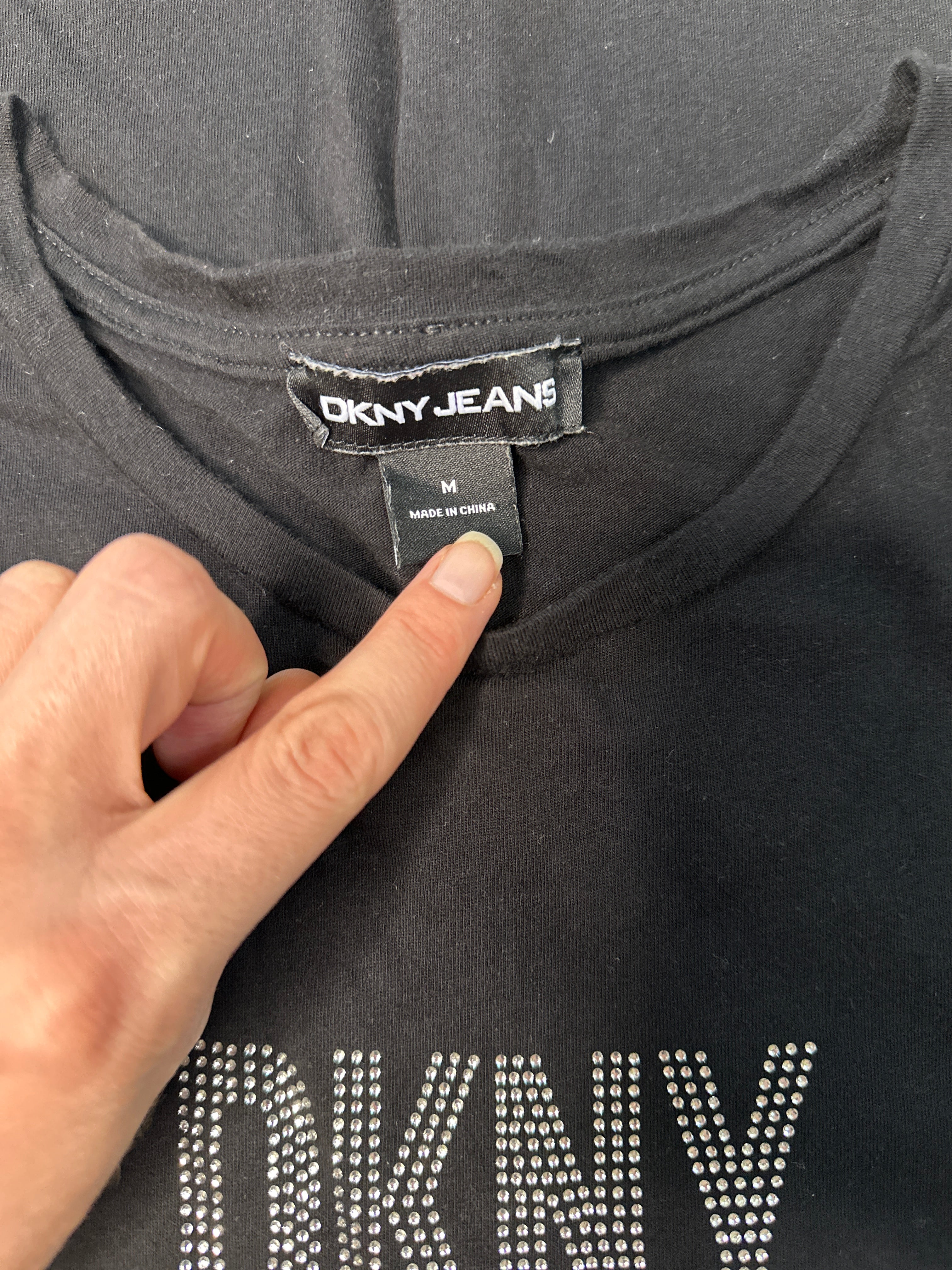 DKNY | Black Rhinestone Tee | M