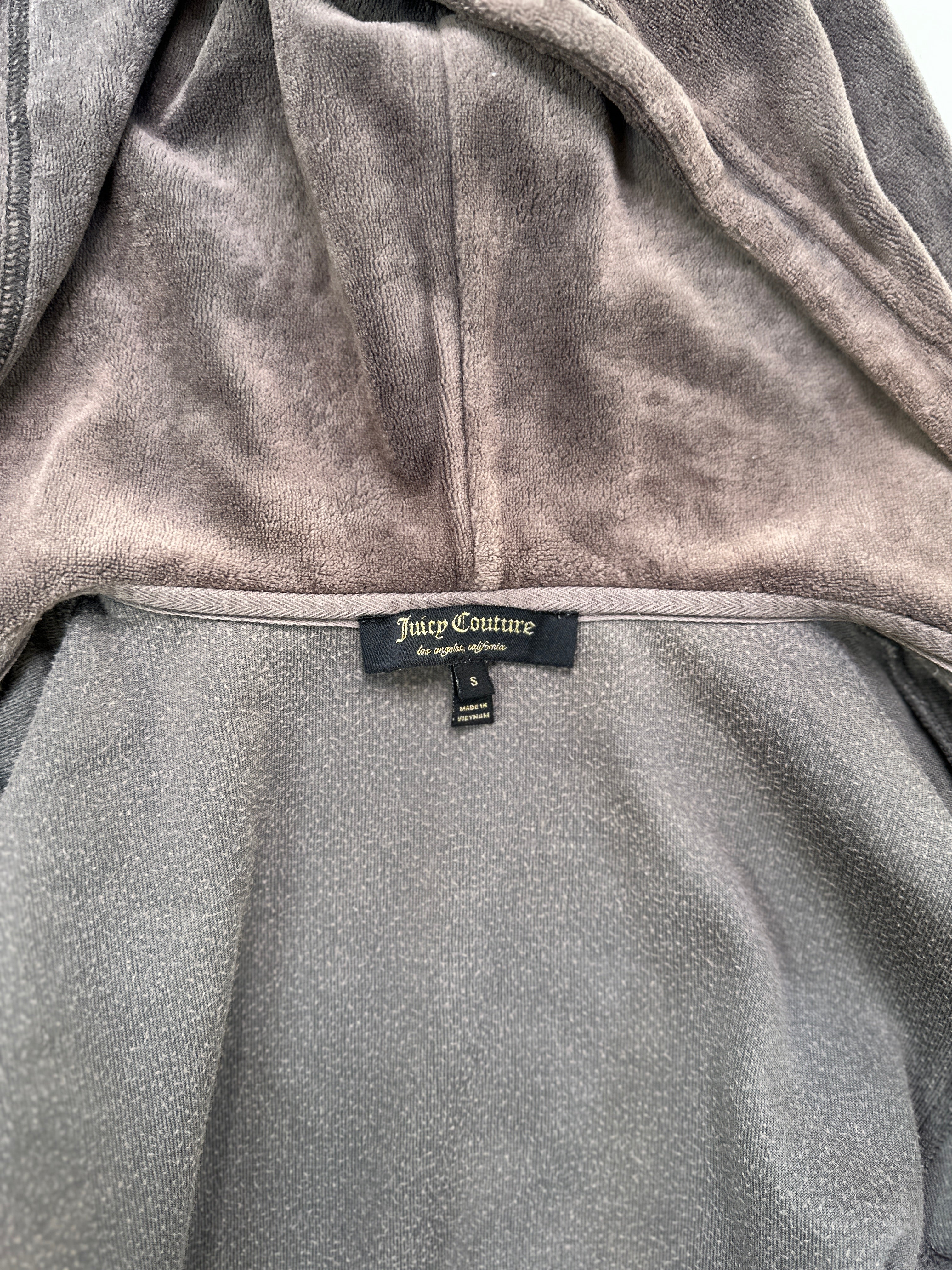 Juicy Couture | 90s Ash Brown Velour Full Zipper Jumper | S