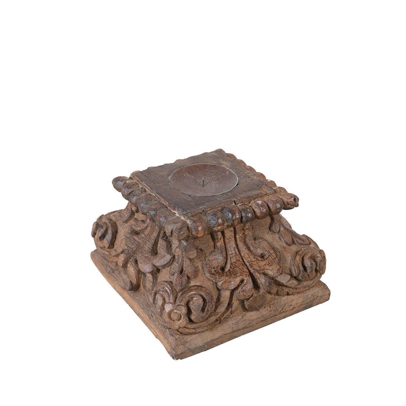 Vintage Wooden Column Candle Stands