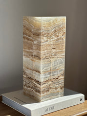 Prism Amber Banded & White Onyx Lamp