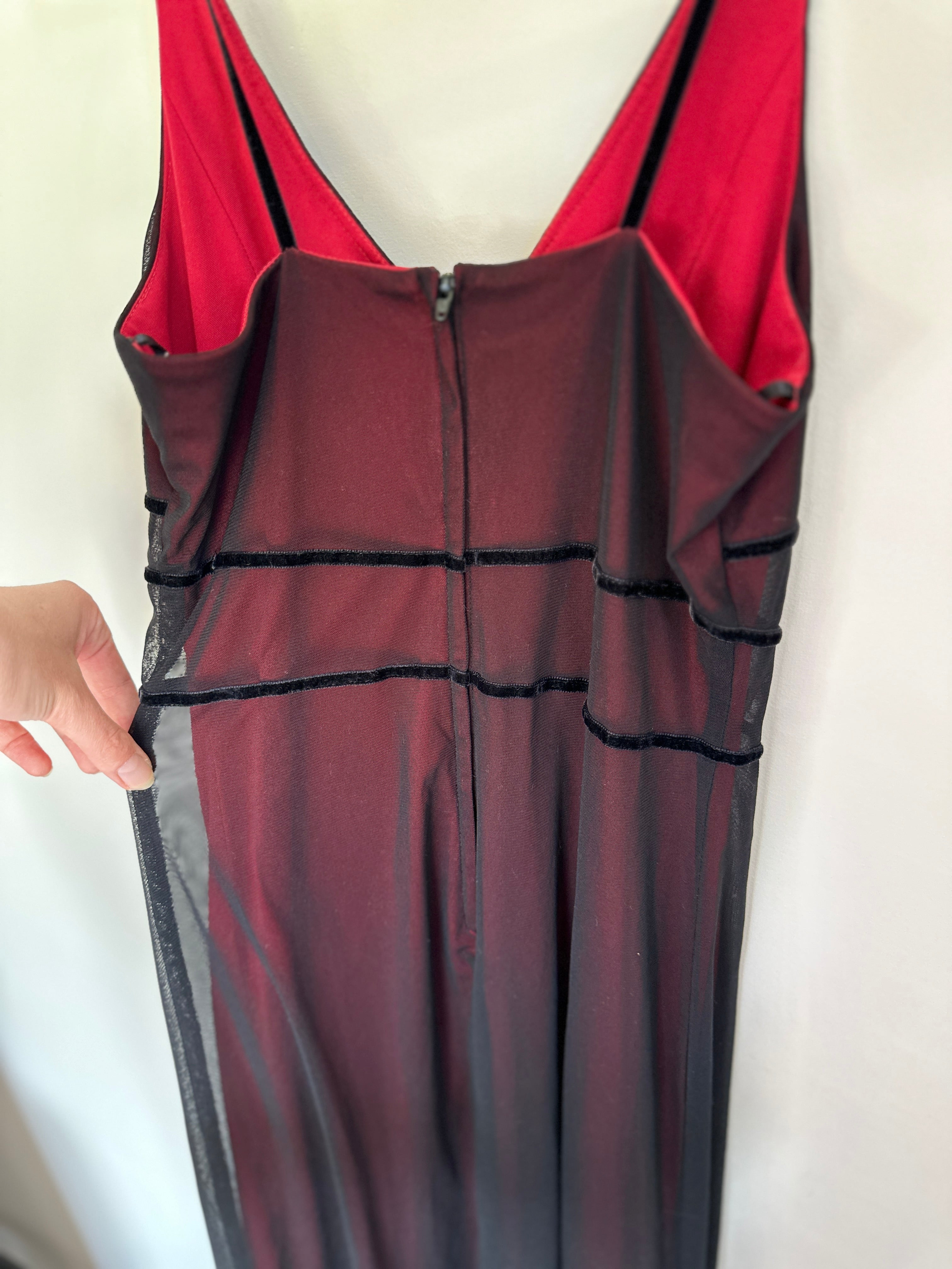 Vinatge Purple Patch Black Sheer Dress 90s