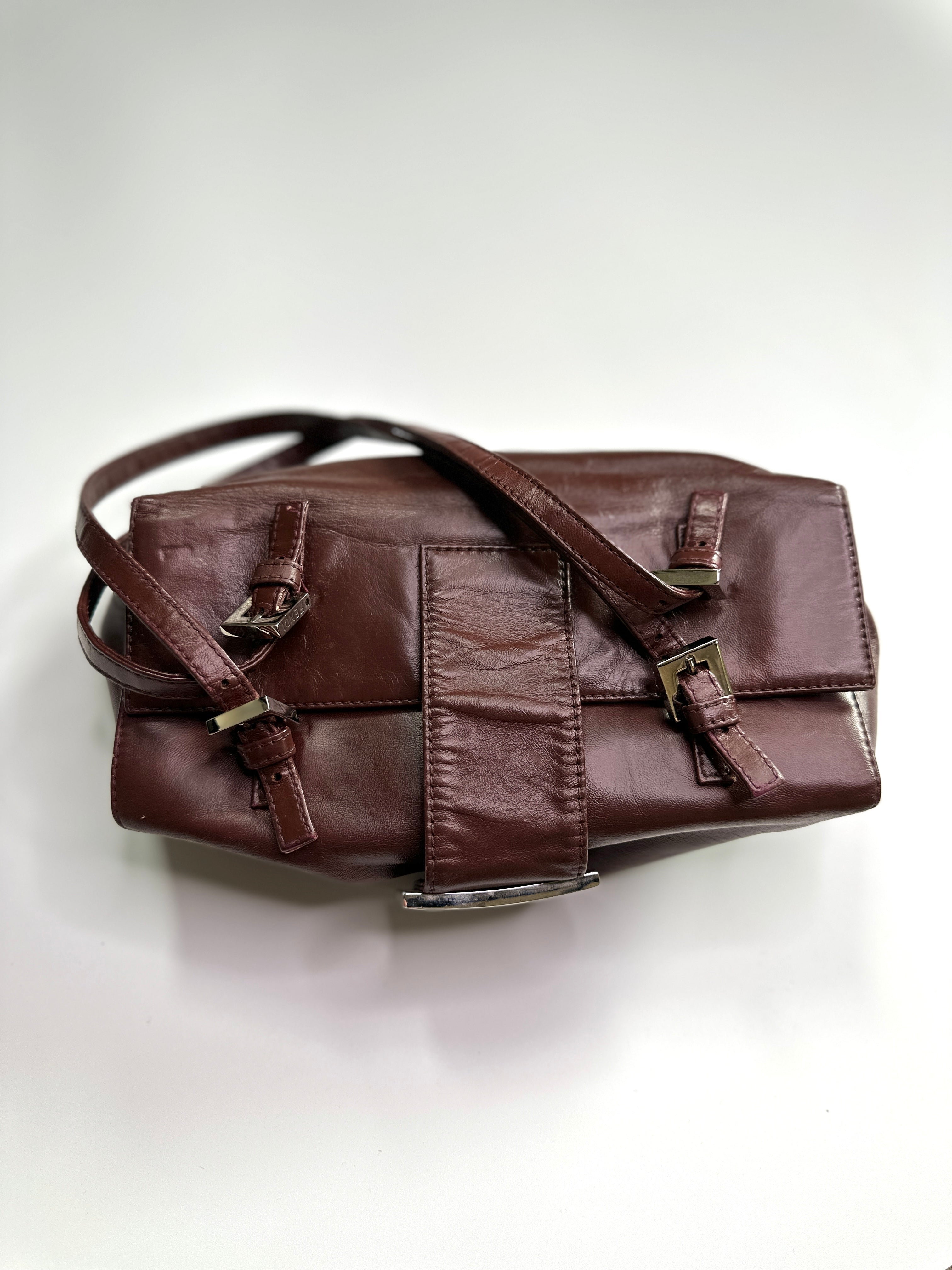 FENDI Burgundy Bento Box Bag