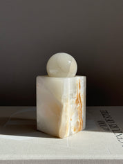 Prism White & Amber Onyx Candle Holder - Medium