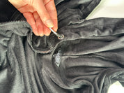 BEBE Black Velour Zipper Hoodie with Rhinestones | M