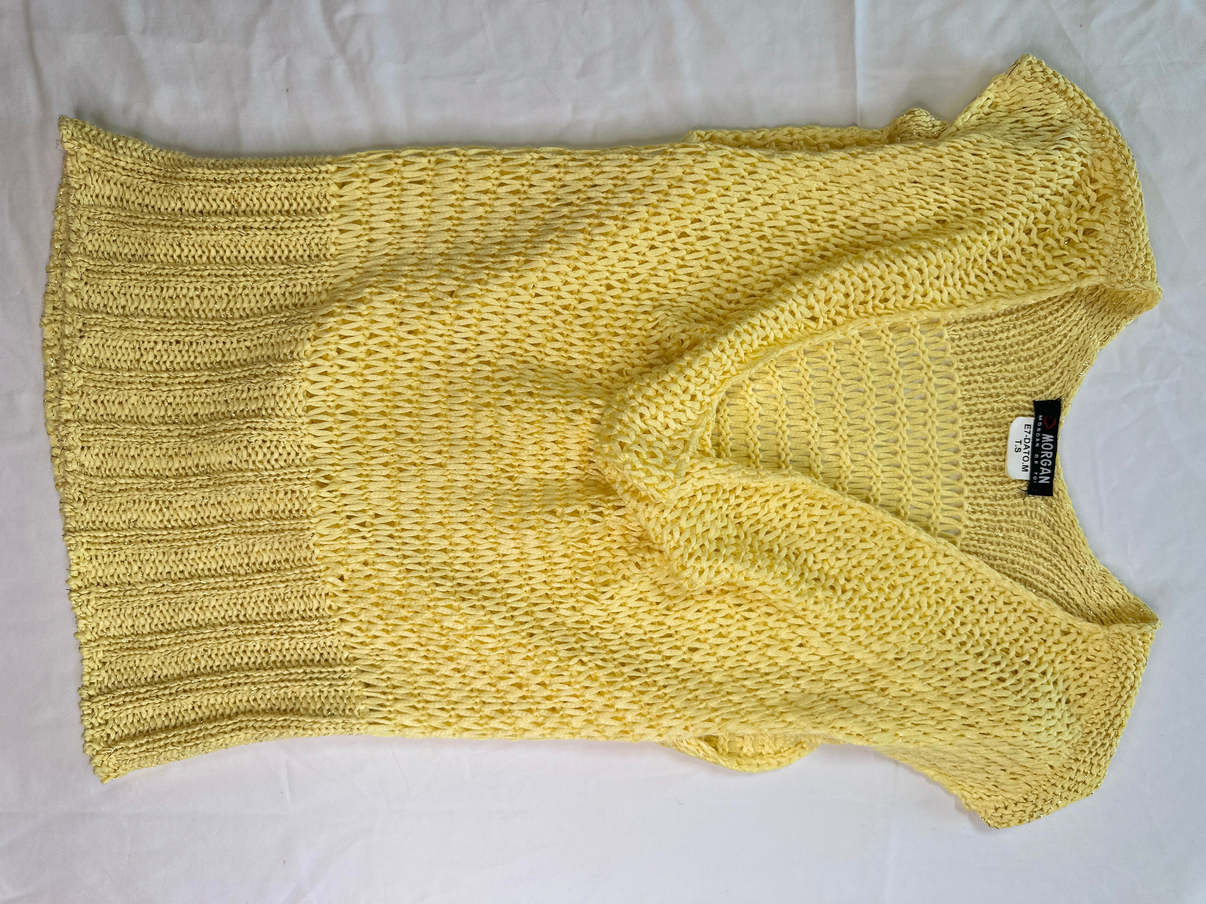 MORGAN DE TOI | Cowl Neck Yellow Sparkle Knit | 8-12