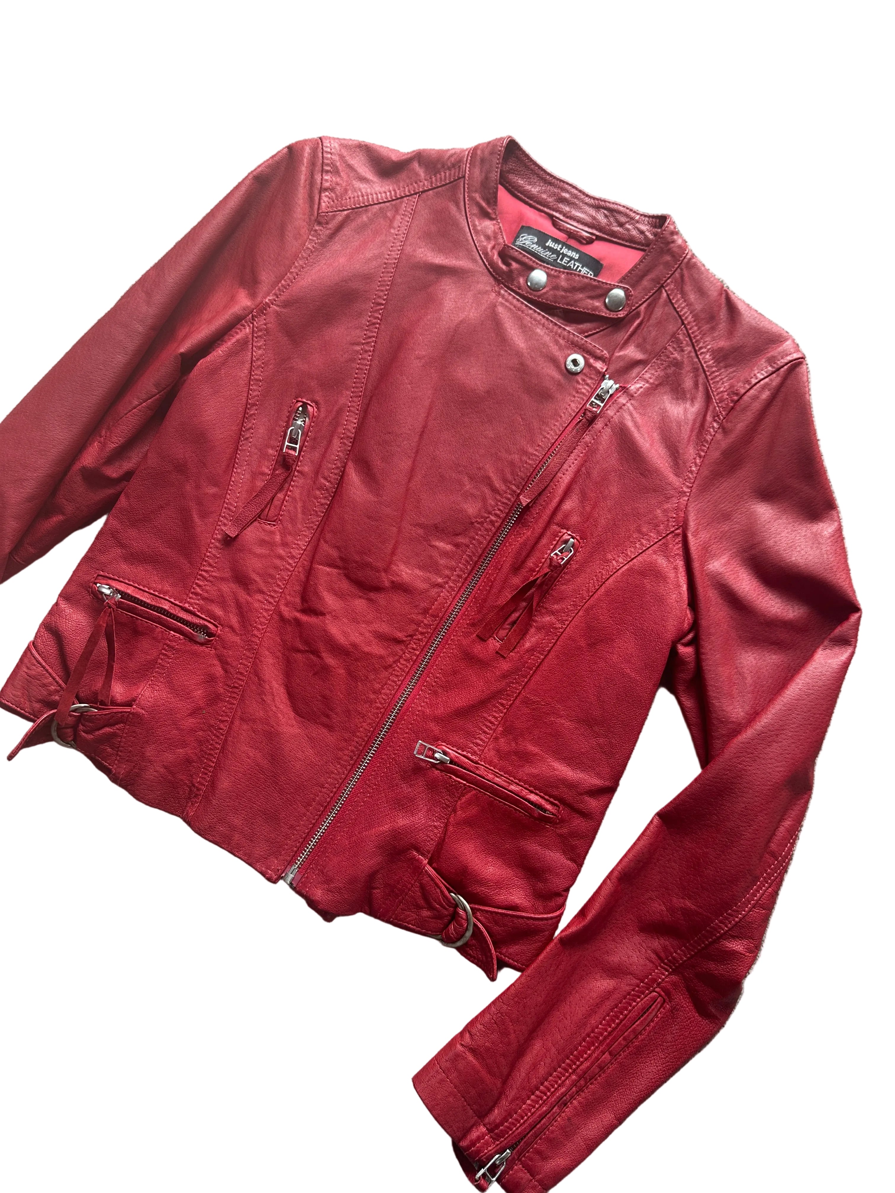 JUST JEANS | 00s Red Leather Jacket | 8