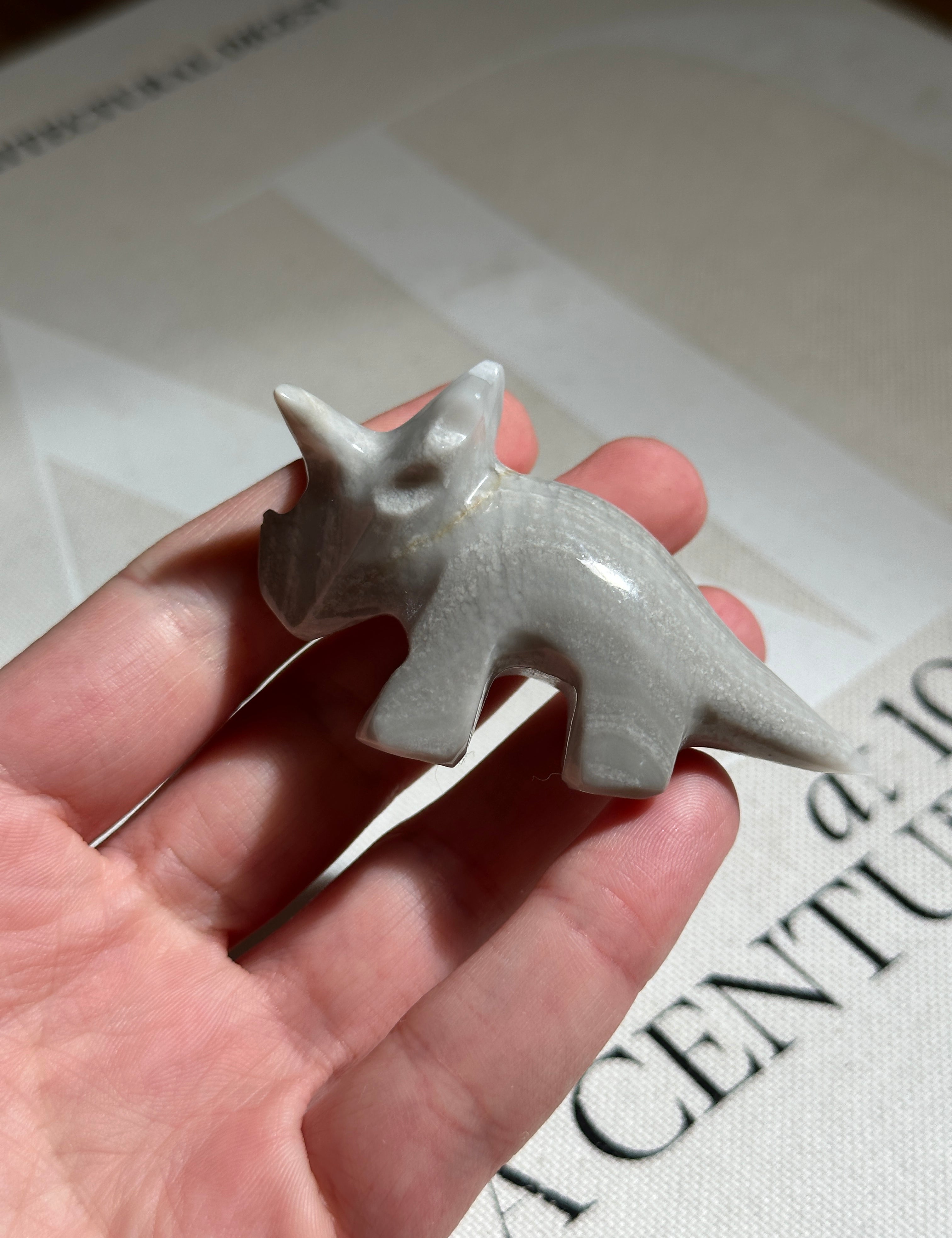 Triceratops Small Dinosaur Grey Onyx