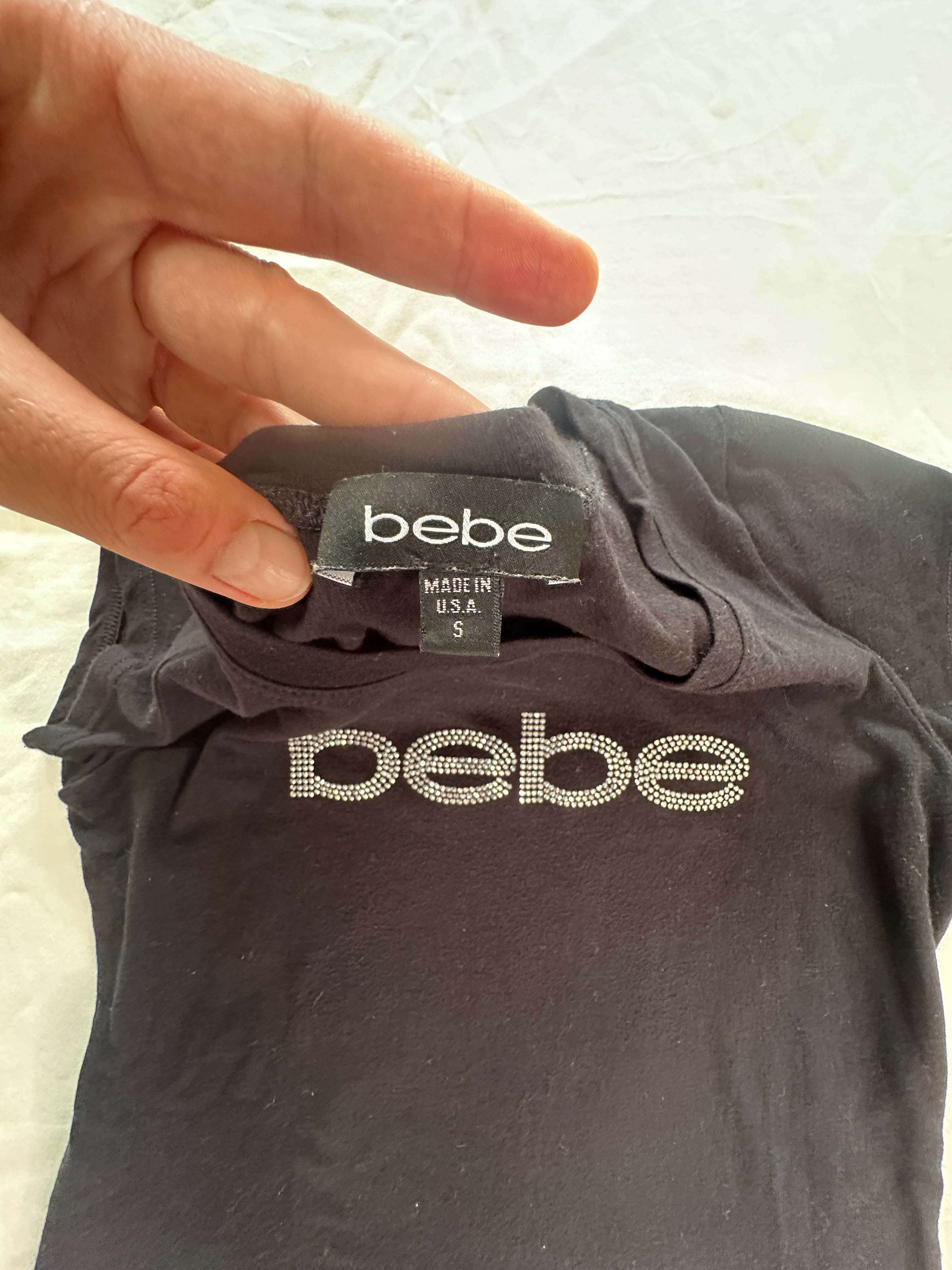 BEBE | Black Rhinestone Y2K Top