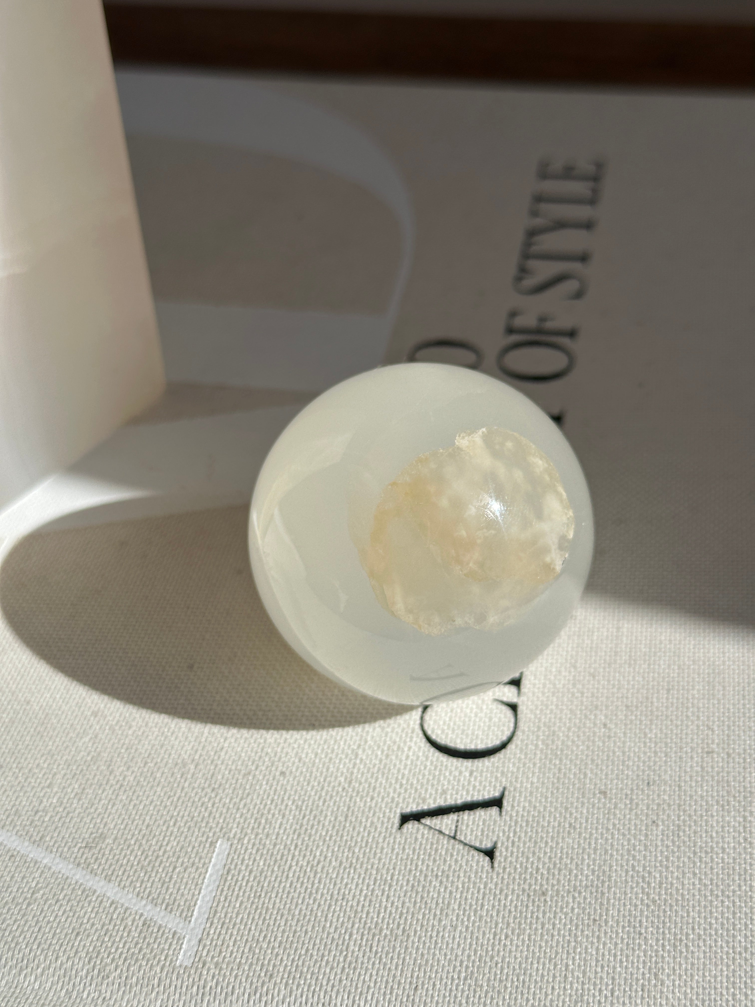 White & Amber Onyx Sphere - Medium