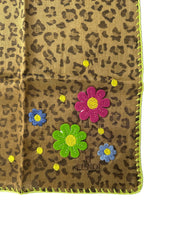 FENDI | Rare Leopard Felt Flowers Bandana or Pocket Square