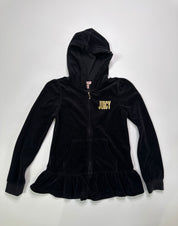 Juicy Couture black velour zip-up hoodie jacket | Kids 12