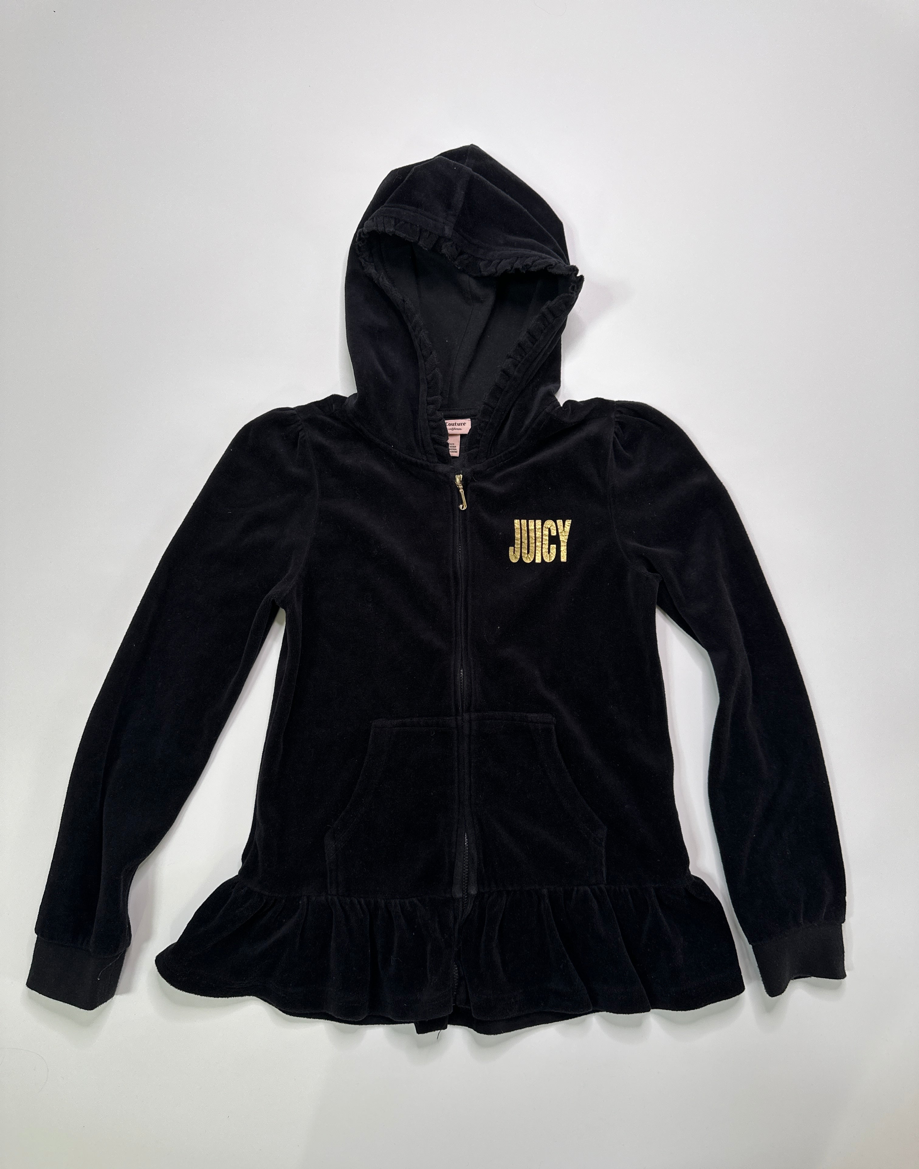 Juicy Couture black velour zip-up hoodie jacket | Kids 12