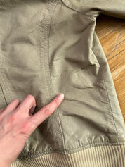 JEANS WEST| Beige Leather Bomber Jacket | 8