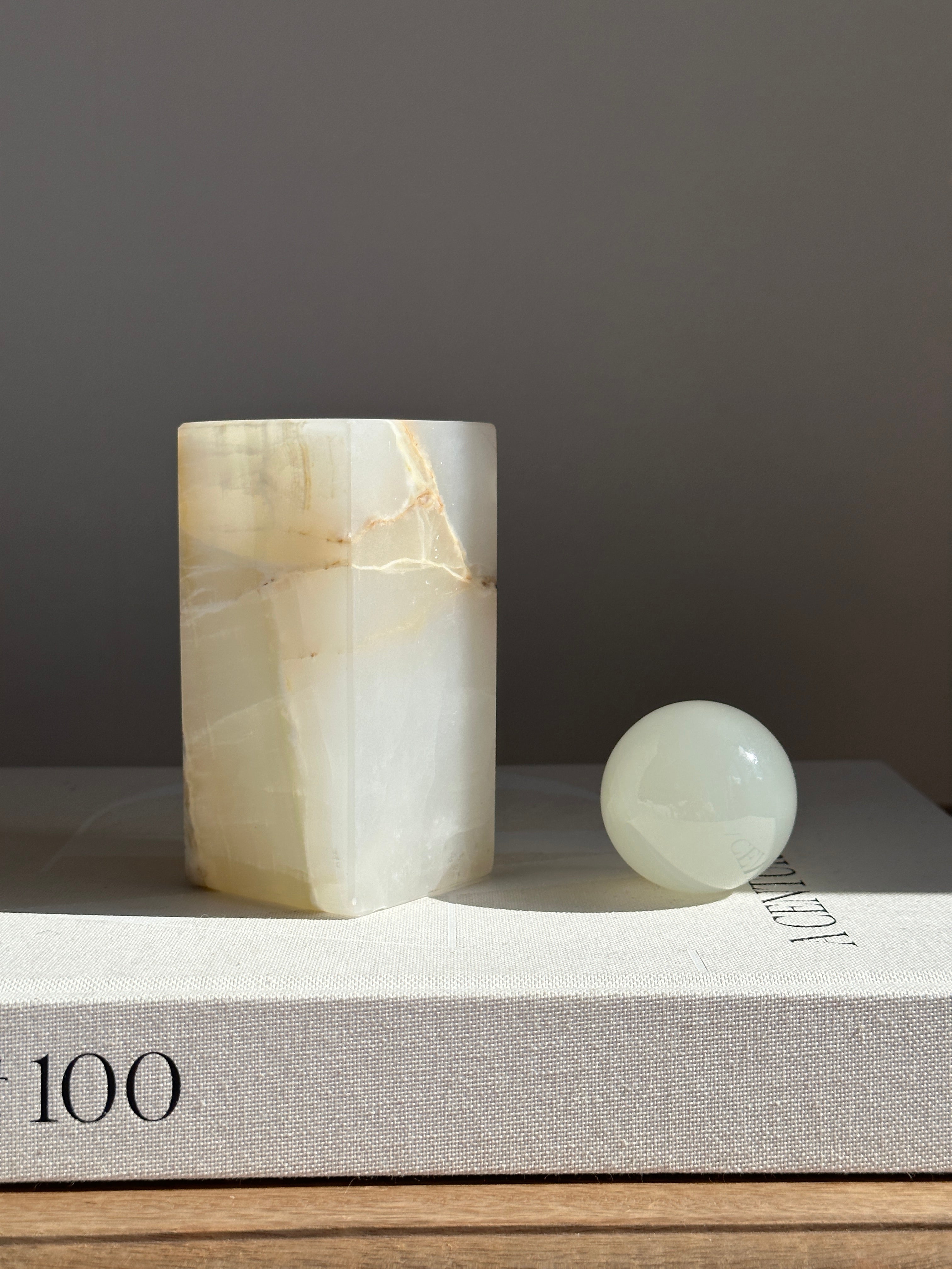 Prism White & Amber Onyx Candle Holder - Large