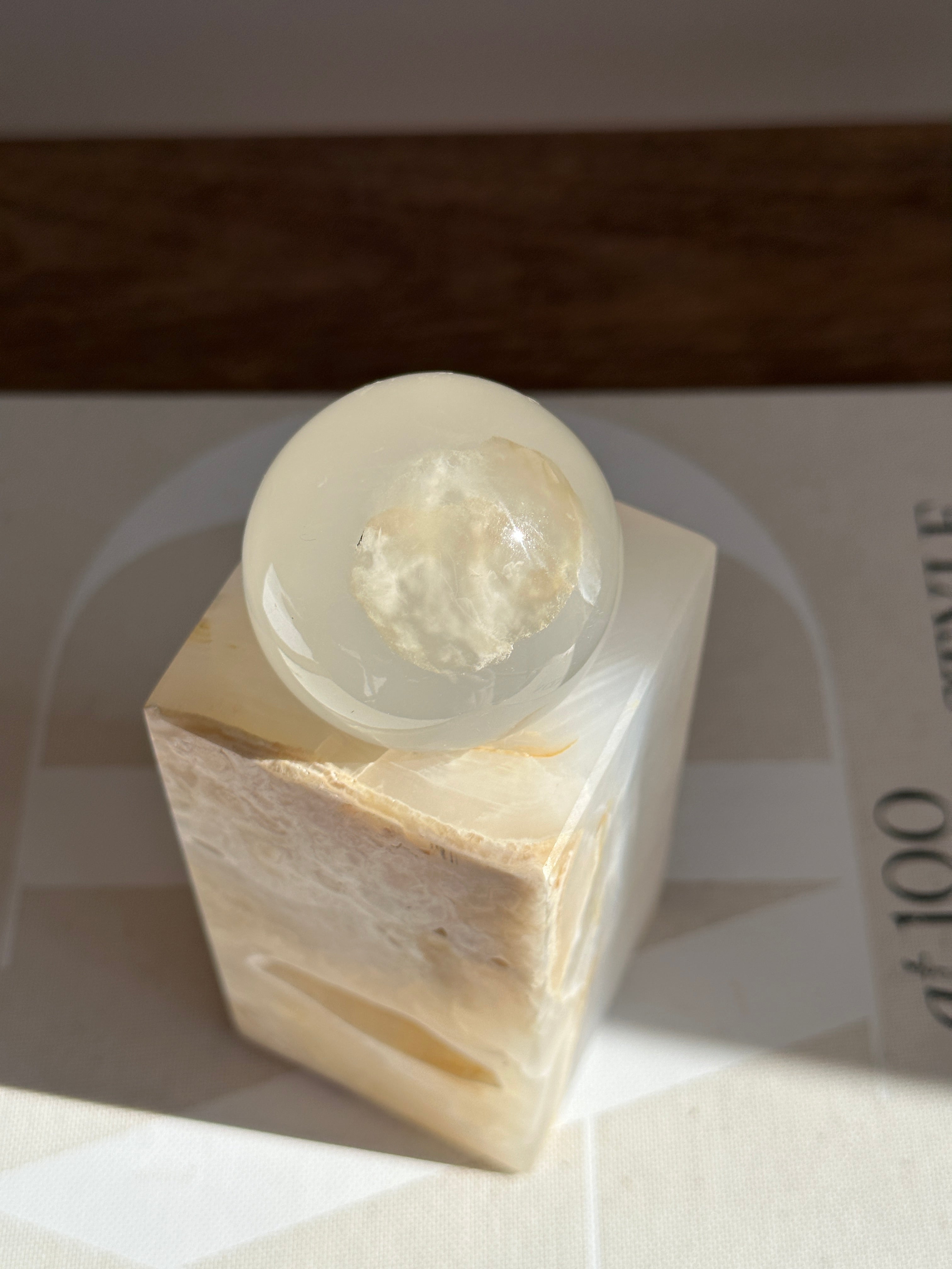 White & Amber Onyx Sphere - Medium