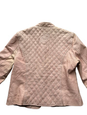 Soft Pink Quilted Leather Jacket |12