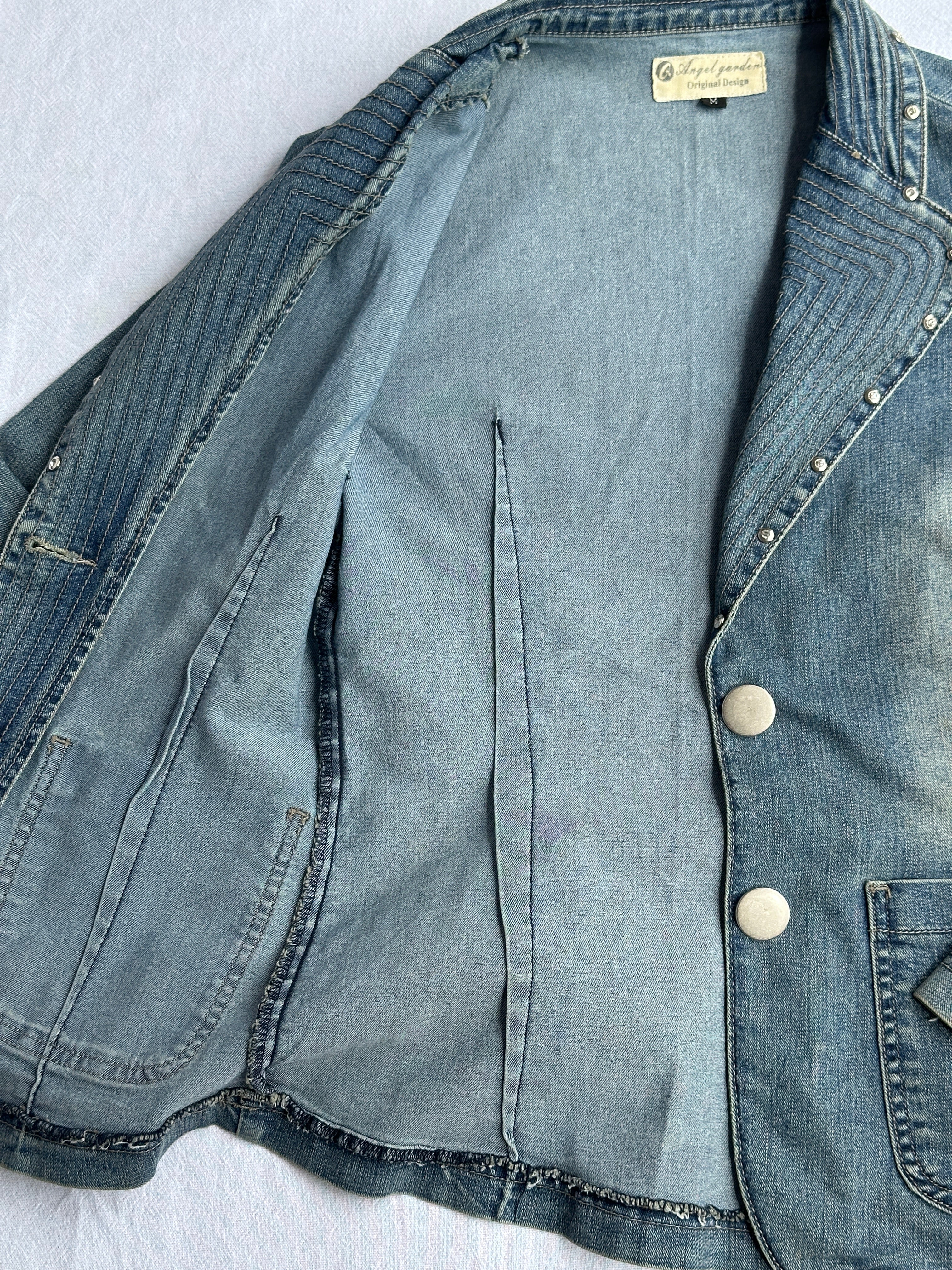 Denim Rhinestone Jacket | M