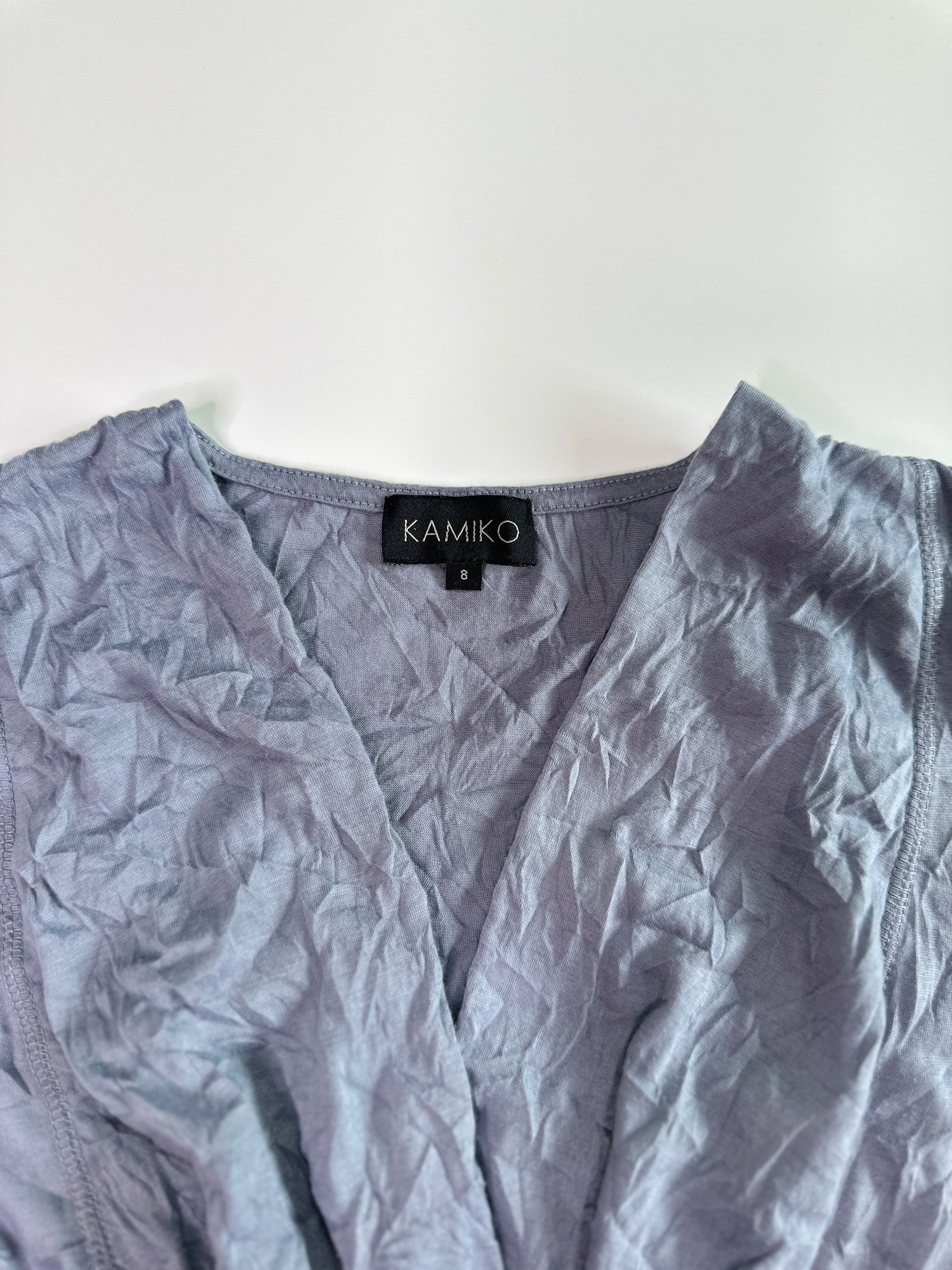 Kamiko Grey Blue Roached Top | S