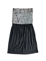 ARDEN B | Silver Sequin Tube Top | M