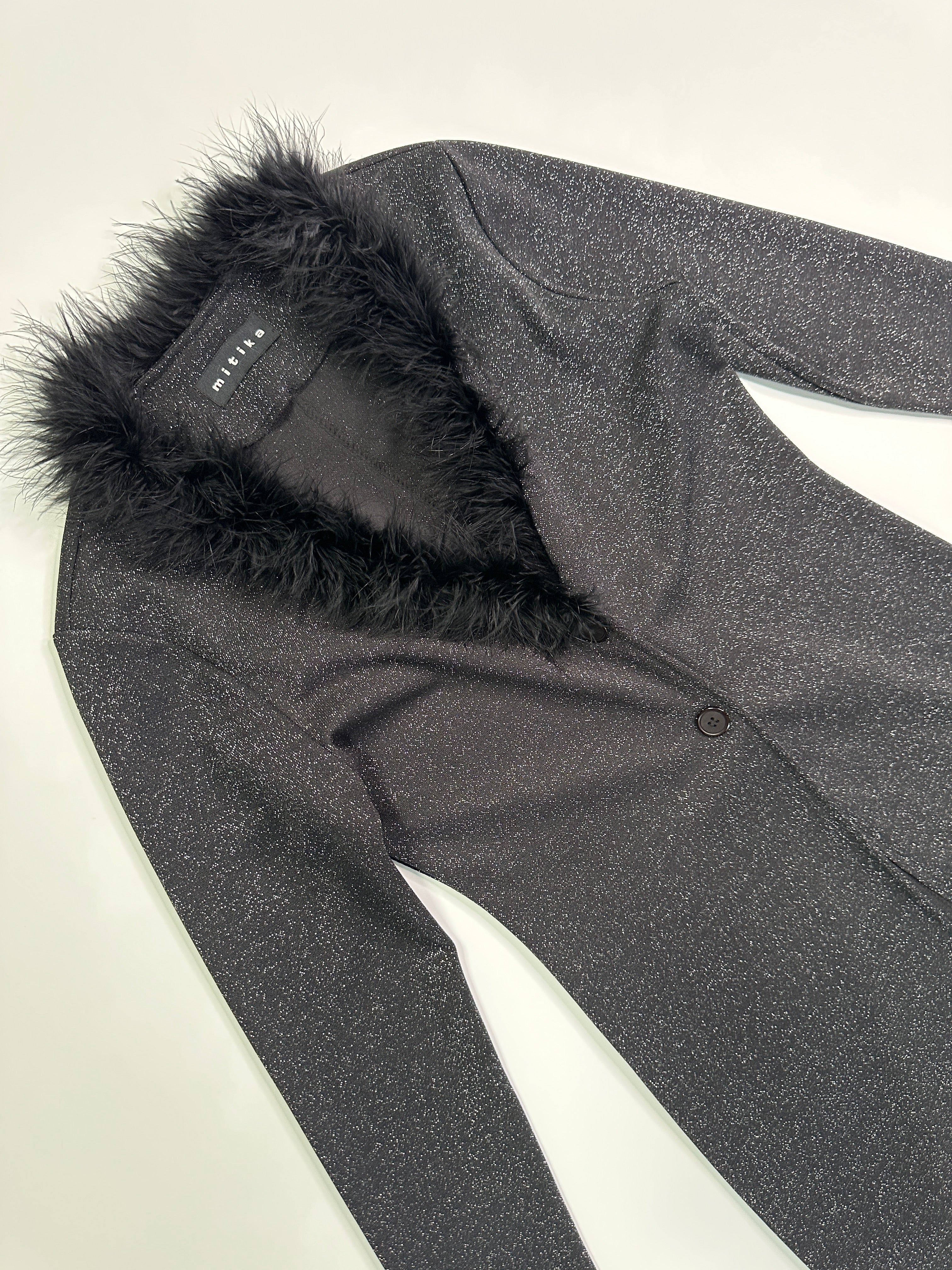MITIKA | Italian Boutique Black Shimmer fabric Coat| S RRP €350