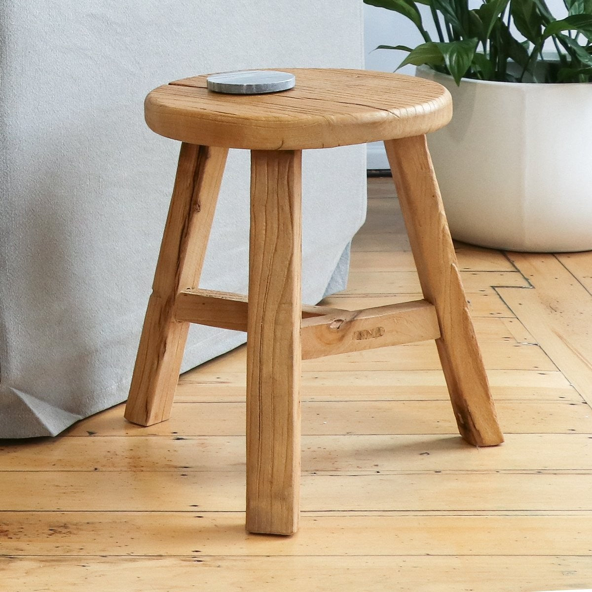 Olive Elm Round Stool