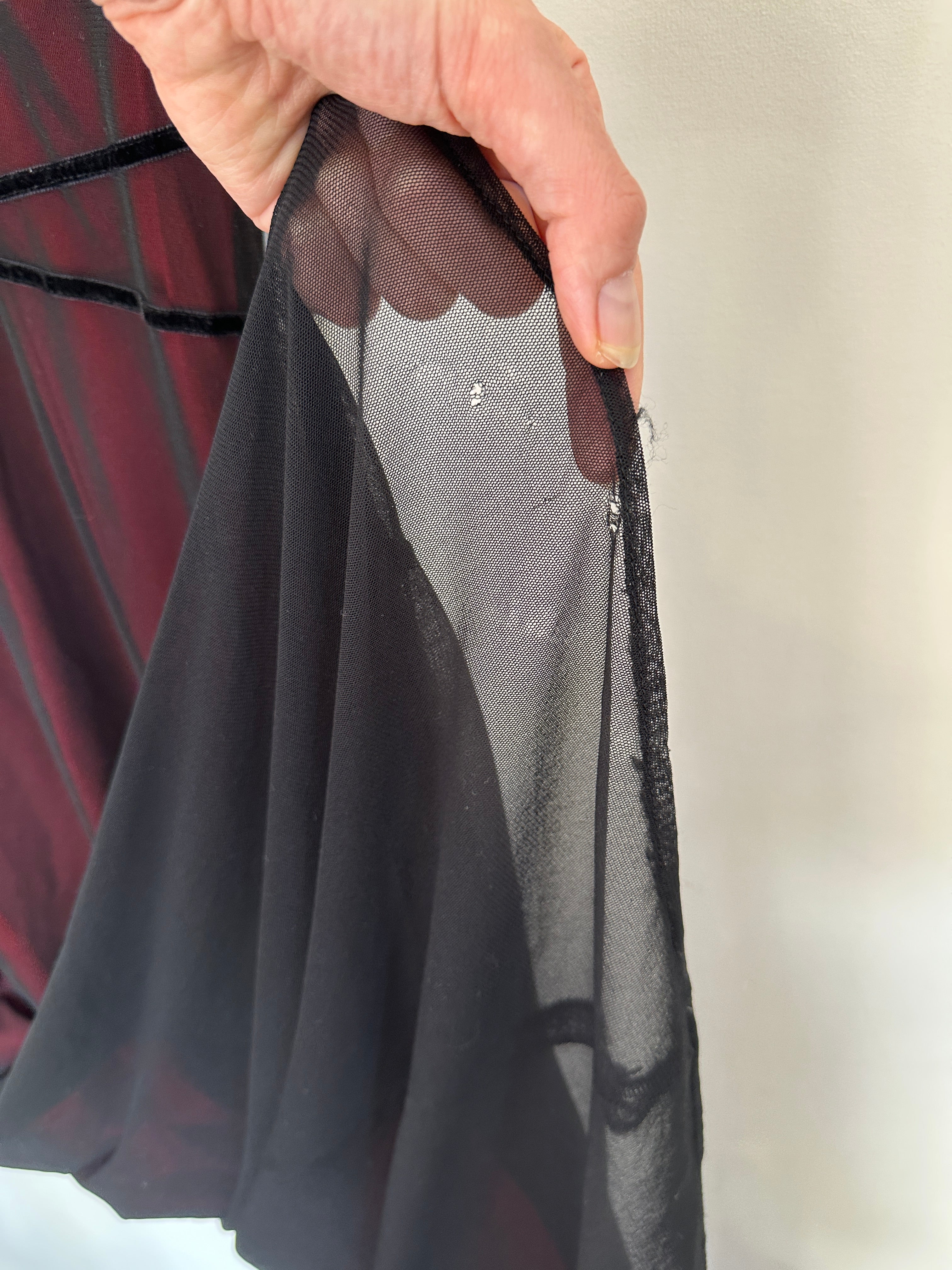 Vinatge Purple Patch Black Sheer Dress 90s