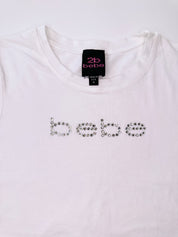 BEBE 2B | White Silver Rhinestone Top | M