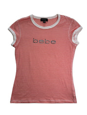 BEBE| Stripe Rhinestone Y2K Top | M