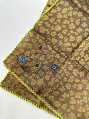 FENDI | Rare Leopard Felt Flowers Bandana or Pocket Square