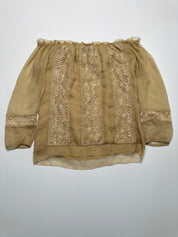 BCBG MAXAZRIA | Off the shoulder Silk & Lace Blouse | S