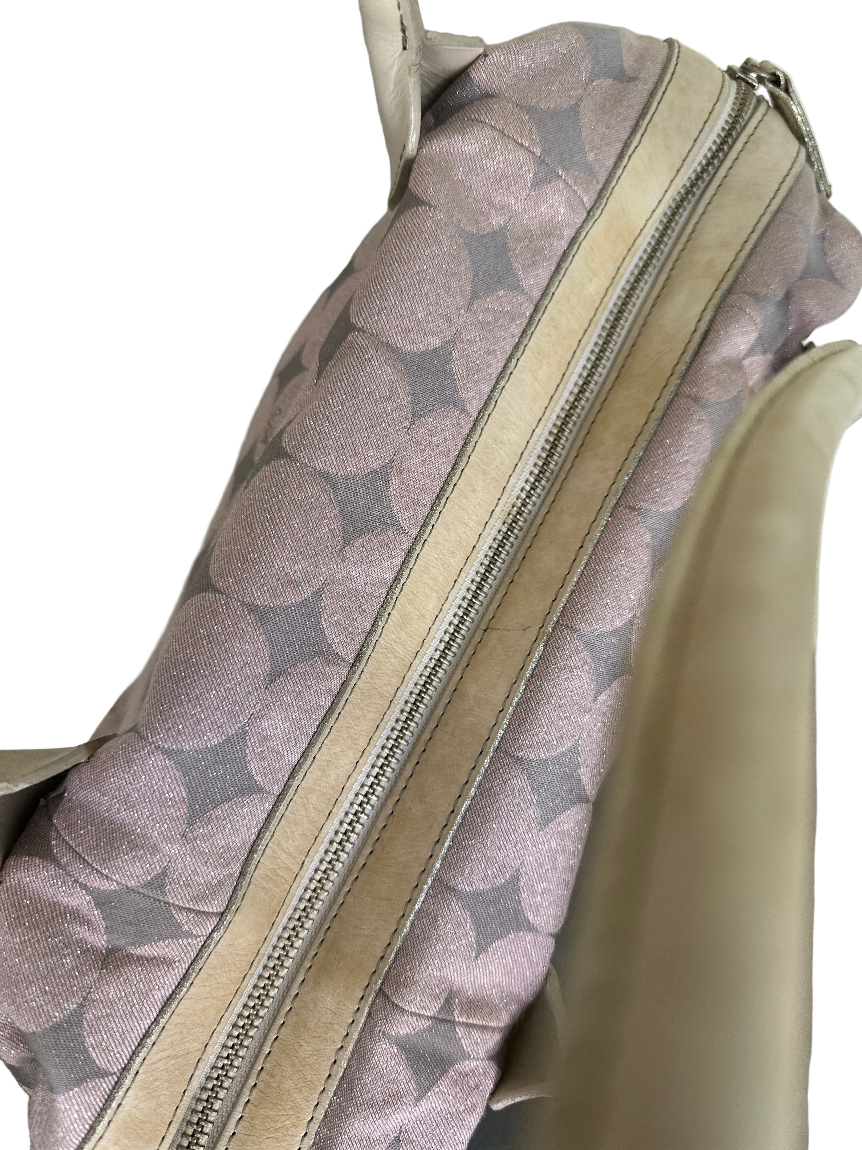 ANNA SUI | Lilac Silver Canvas Boston Bag