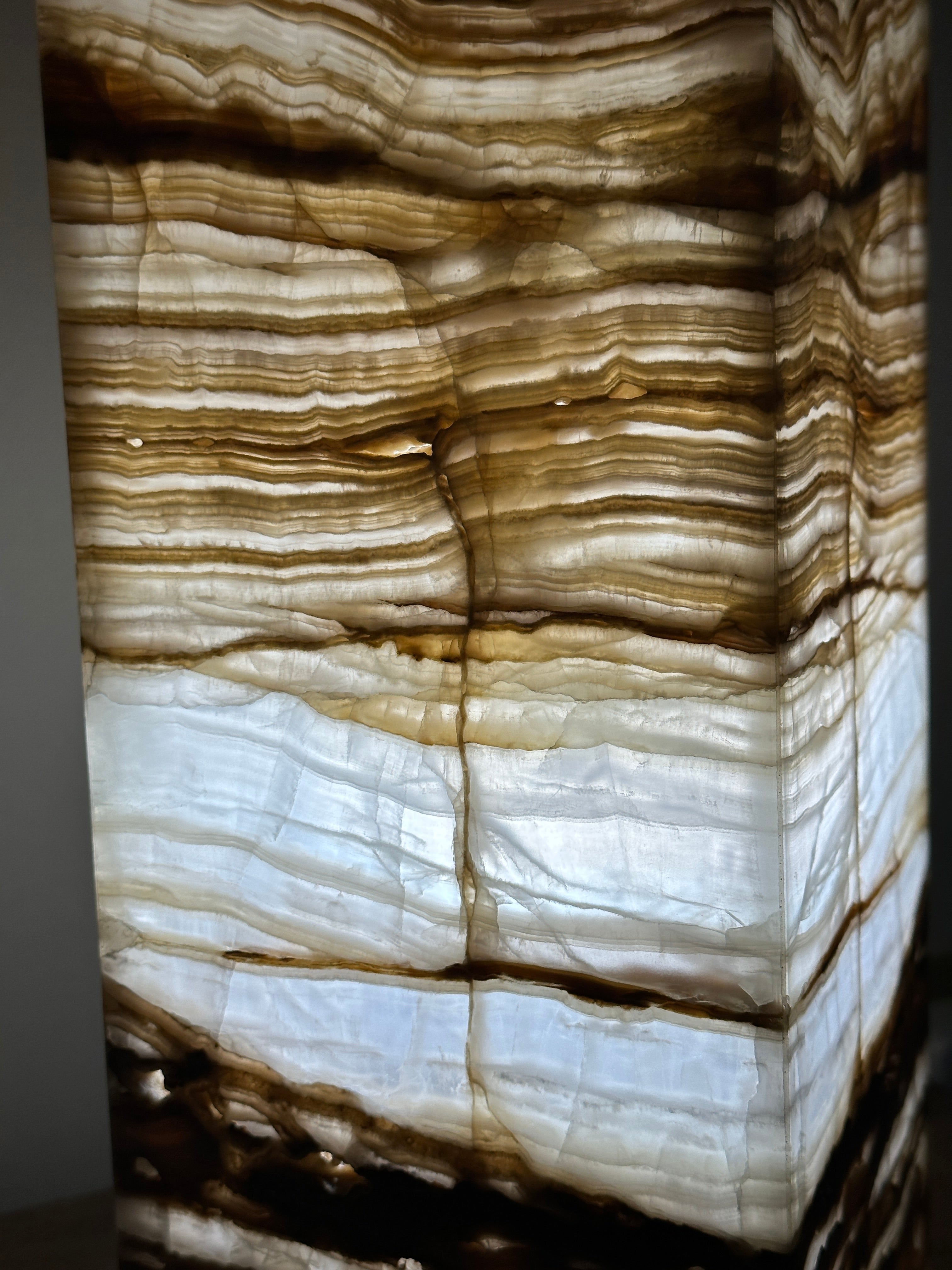 Prism Amber Banded & White Onyx Lamp