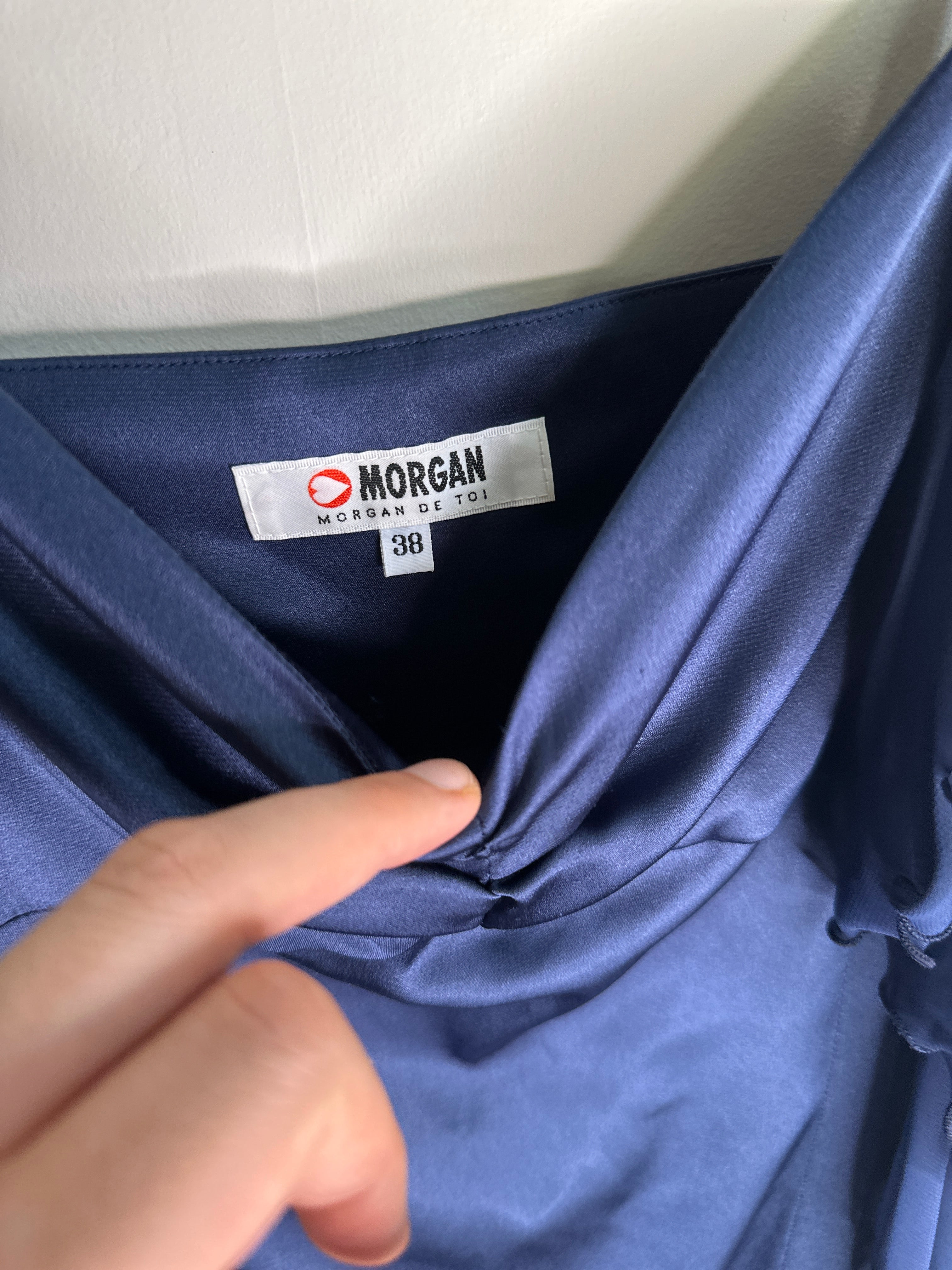 MORGAN DE TOI | Vintage Ruffle Cocktail Navy Blue Dress |8-10