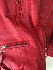 JUST JEANS | 00s Red Leather Jacket | 8
