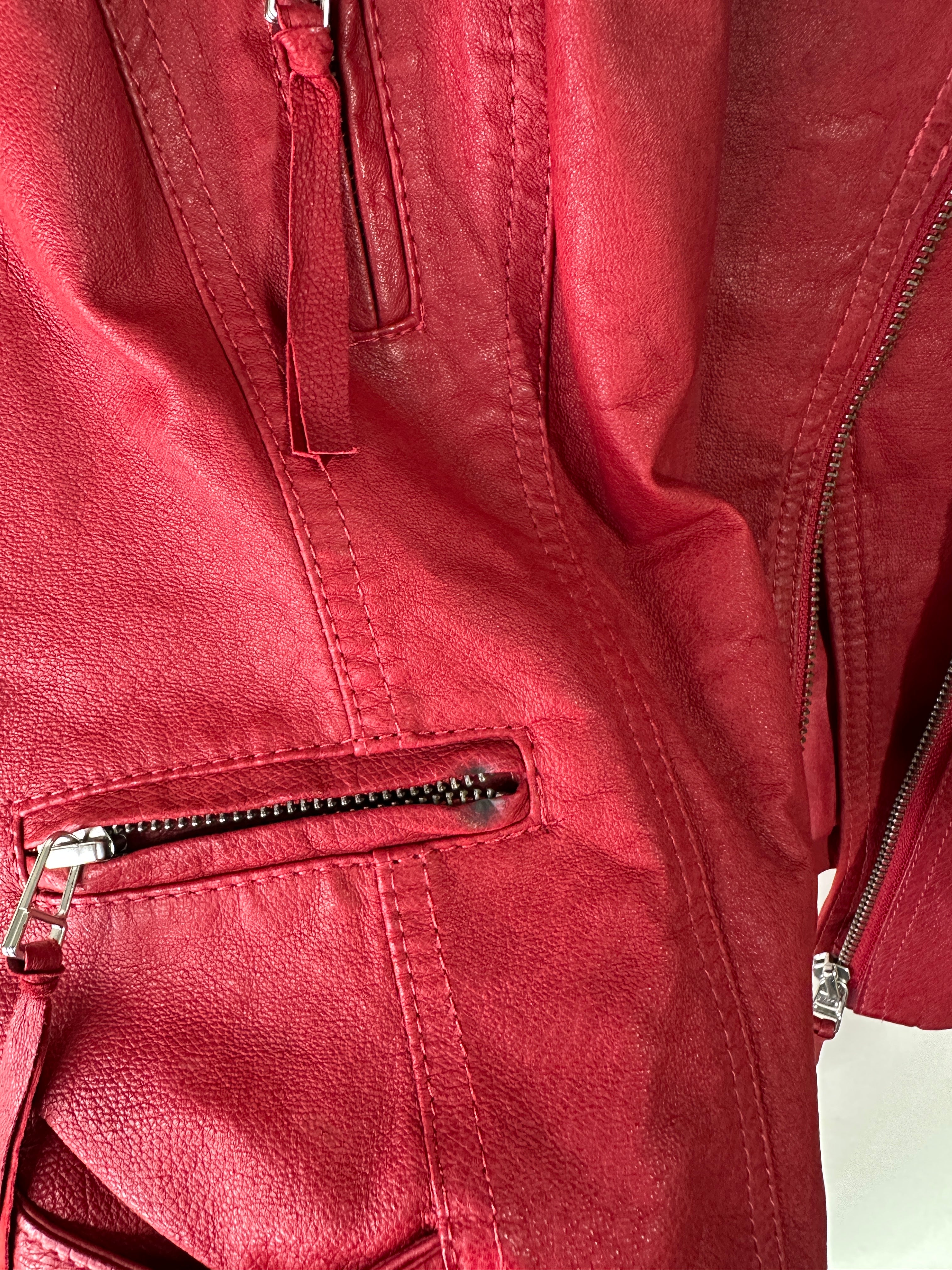 JUST JEANS | 00s Red Leather Jacket | 8