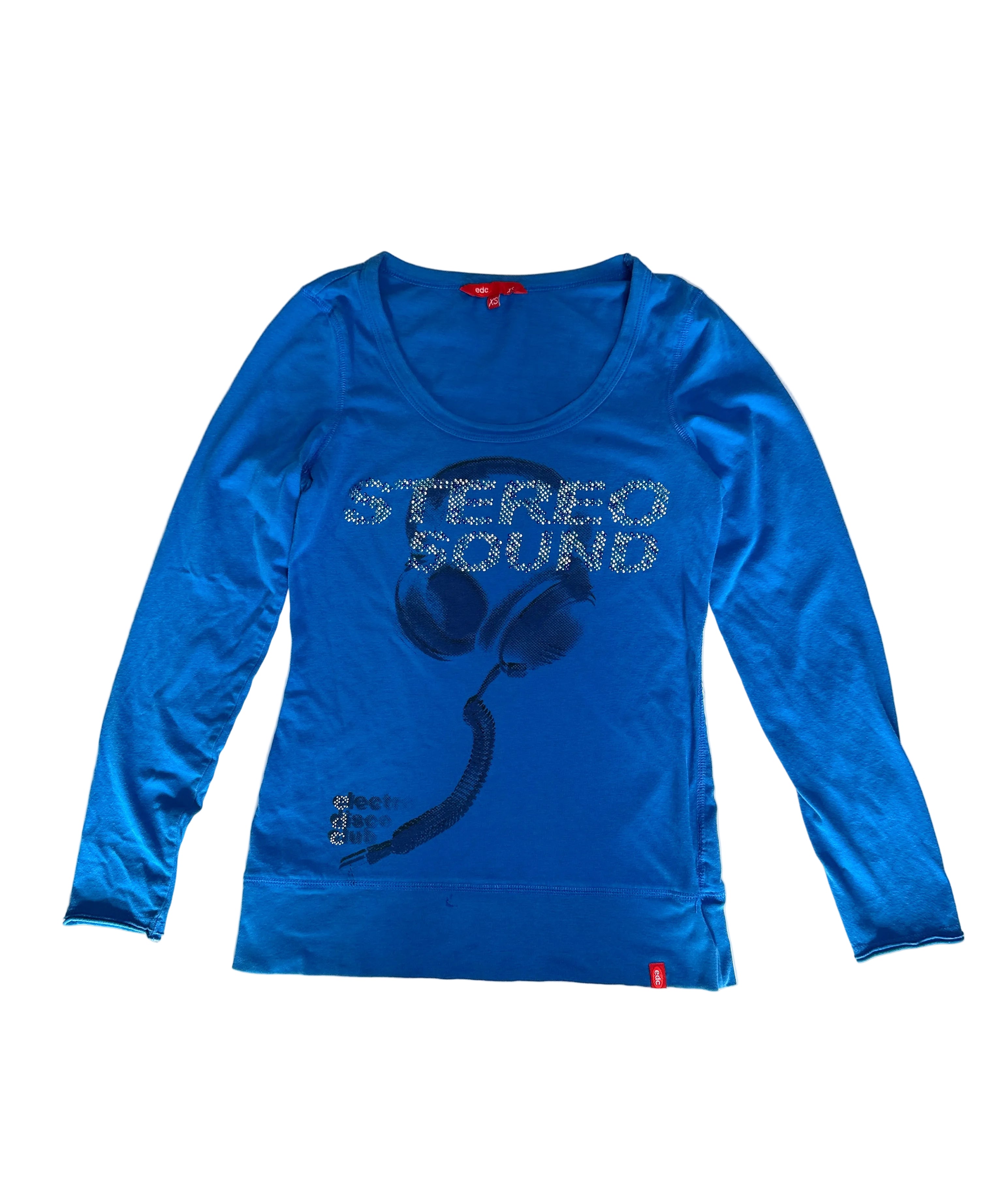 ESPRIT | Blue Longsleeve Rhinestone Top | xs