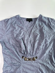 Kamiko Grey Blue Roached Top | S