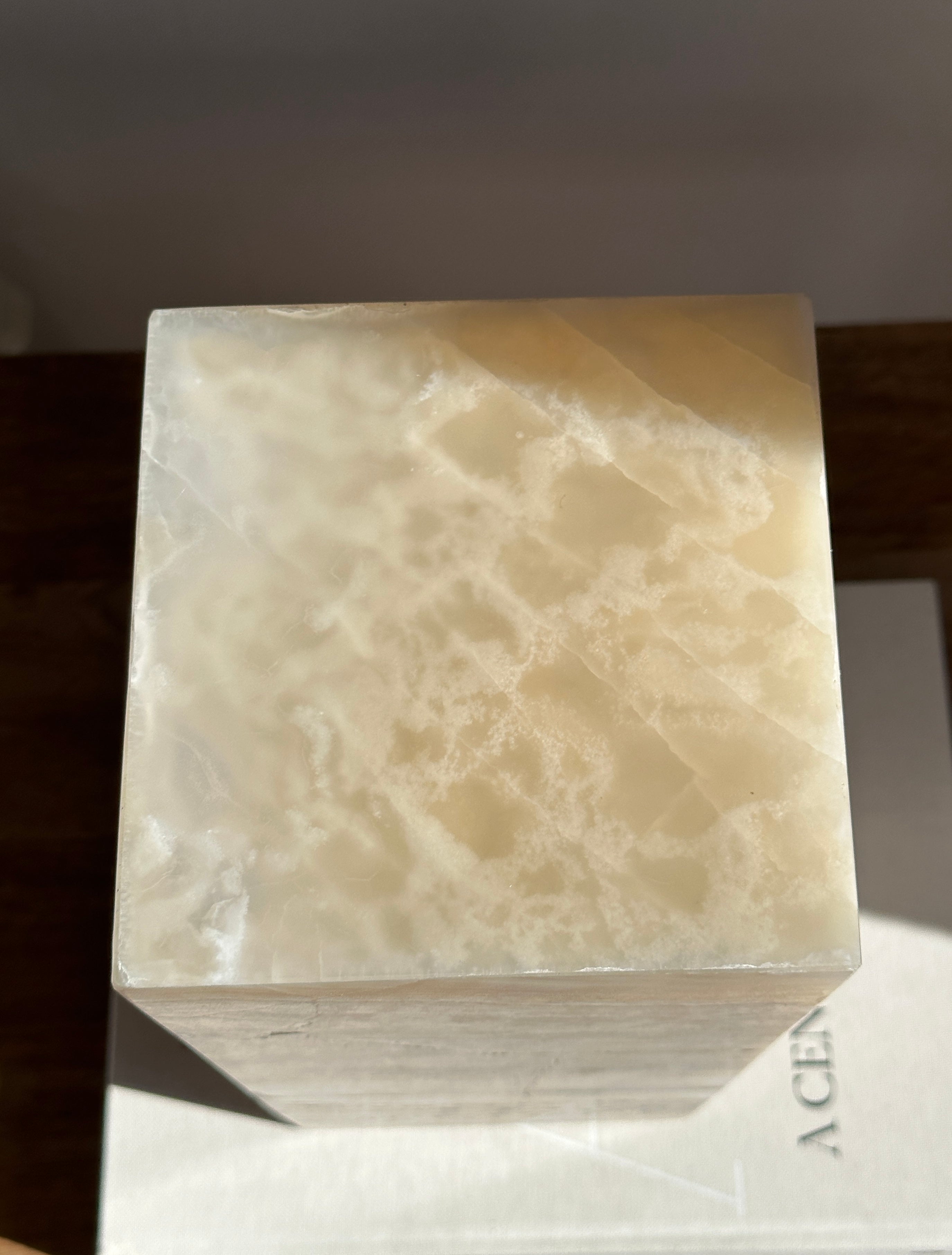 Prism Amber Banded & White Onyx Lamp